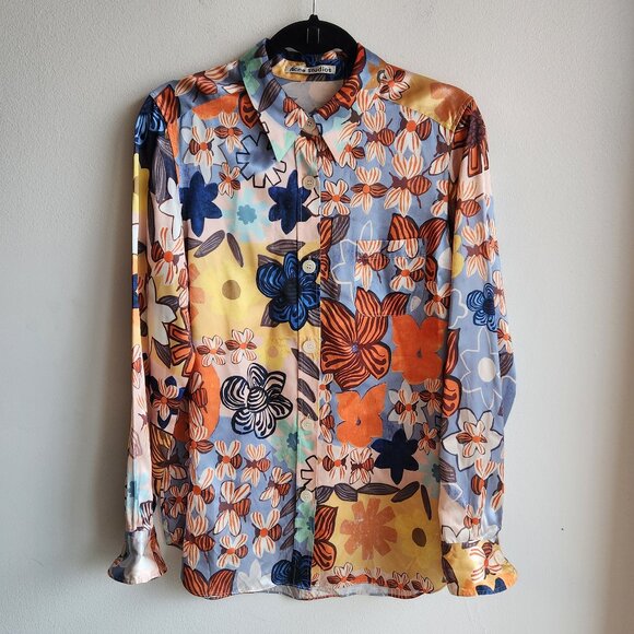 Acne Studios Retro Floral Print Satin Shirt – M (EU 38) - Picture 2 of 14